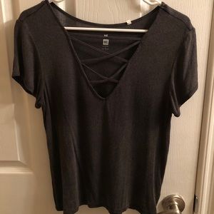 Black Crisscross short sleeve top